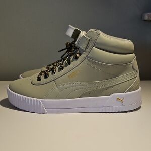 Puma Olive High-Tops with Gold Details
